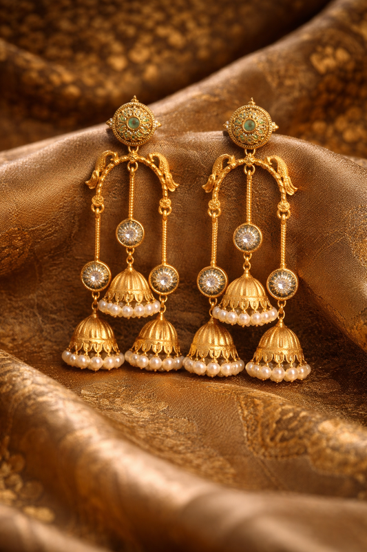 The Swarnanjali Triple-Jhumka Chandbalis