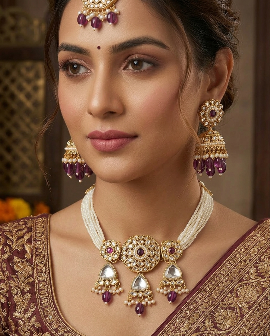 Pearl Kundan Set