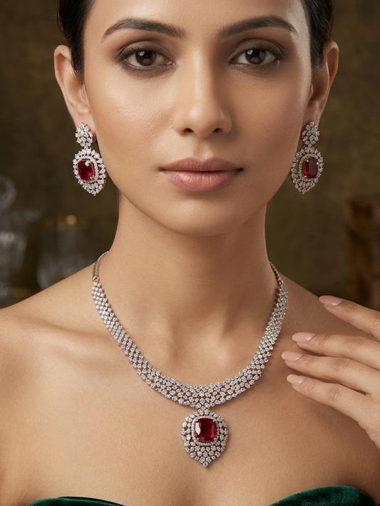 Ruby Glow Diamond necklace set