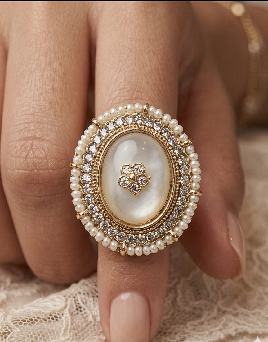 The Empress Mother-of-Pearl Medallion Ring