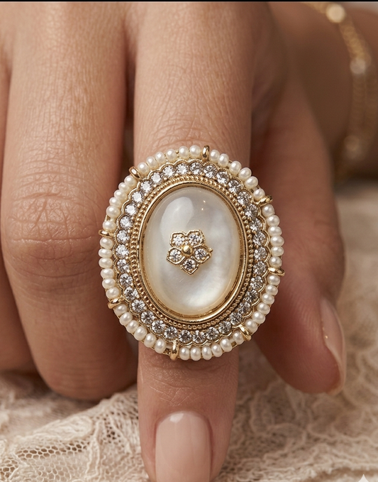 The Empress Mother-of-Pearl Medallion Ring