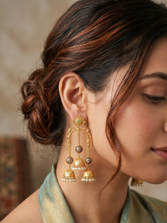 The Swarnanjali Triple-Jhumka Chandbalis