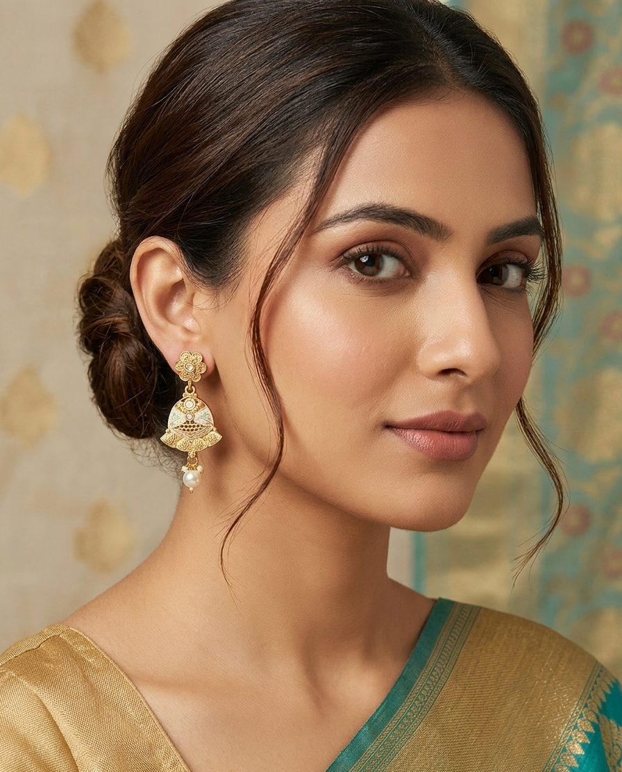 Maharani Long Necklace with Royal Pendant in Pastel Colour