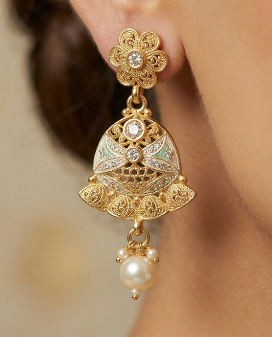 Maharani Long Necklace with Royal Pendant in Pastel Colour