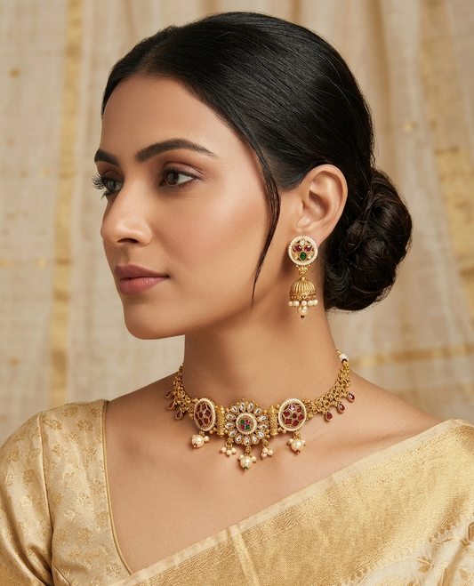 The Rajwada Meenakari Choker Set
