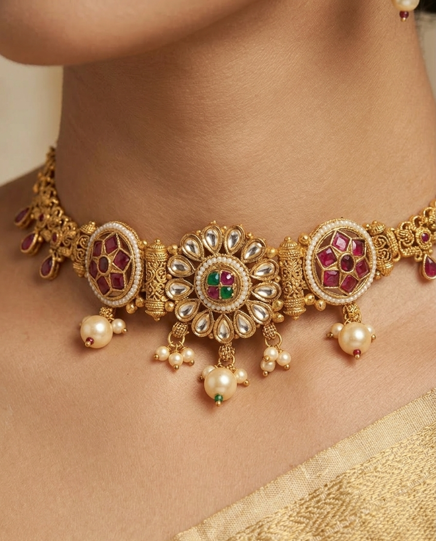 The Rajwada Meenakari Choker Set