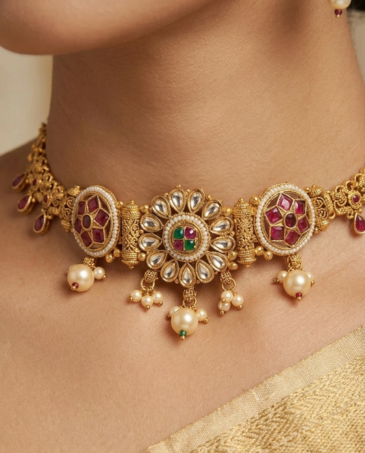 The Rajwada Meenakari Choker Set