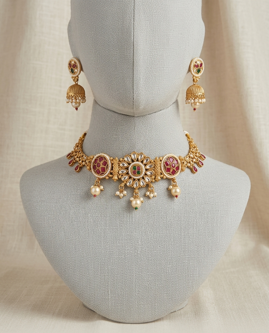 The Rajwada Meenakari Choker Set