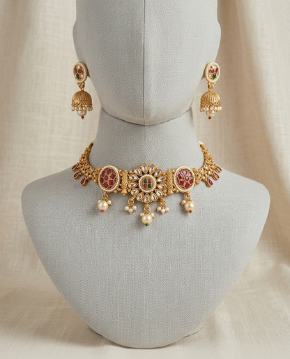 The Rajwada Meenakari Choker Set