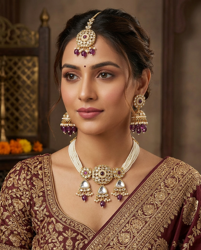 Pearl Kundan Set