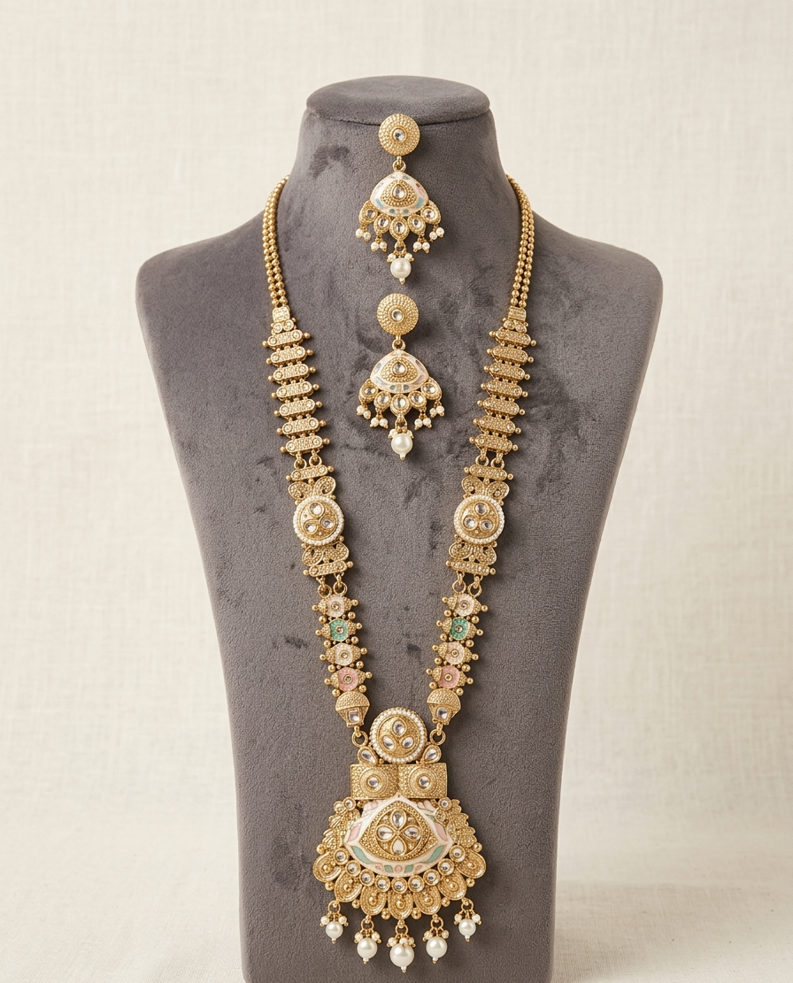 Royal Queen’s Necklace in Pastel Colour, Rajwada Collection