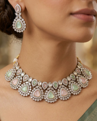 Pastel Hues Multicolour Kundan Necklace Set