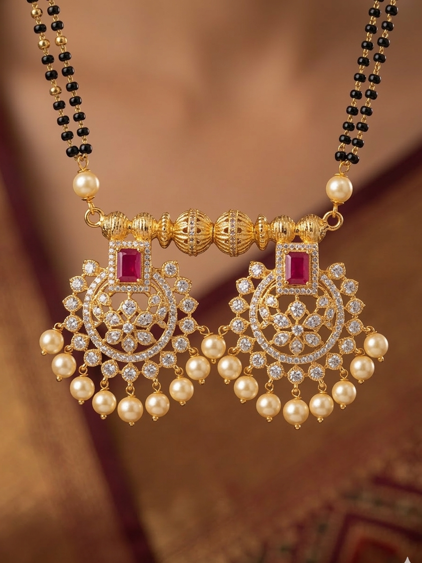 Royal Ruby Chandbali Mangalsutra Set