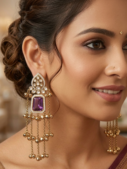The Regal Amethyst Cascade Earrings