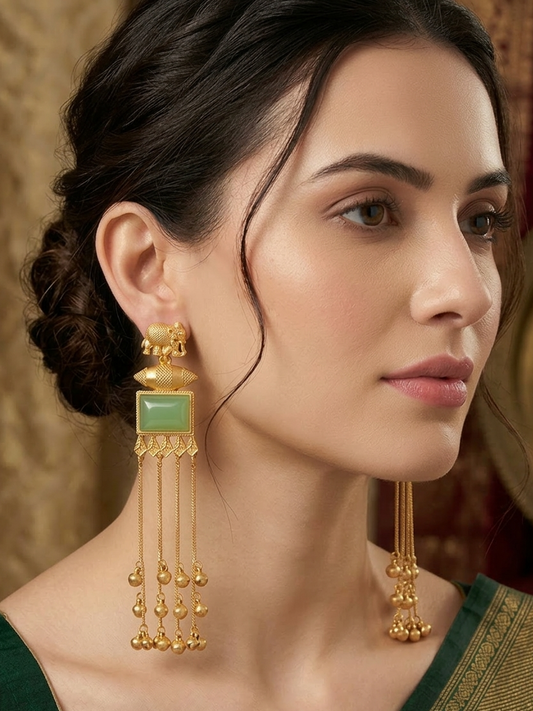 Green Stone Kashmiri  Drop earrings