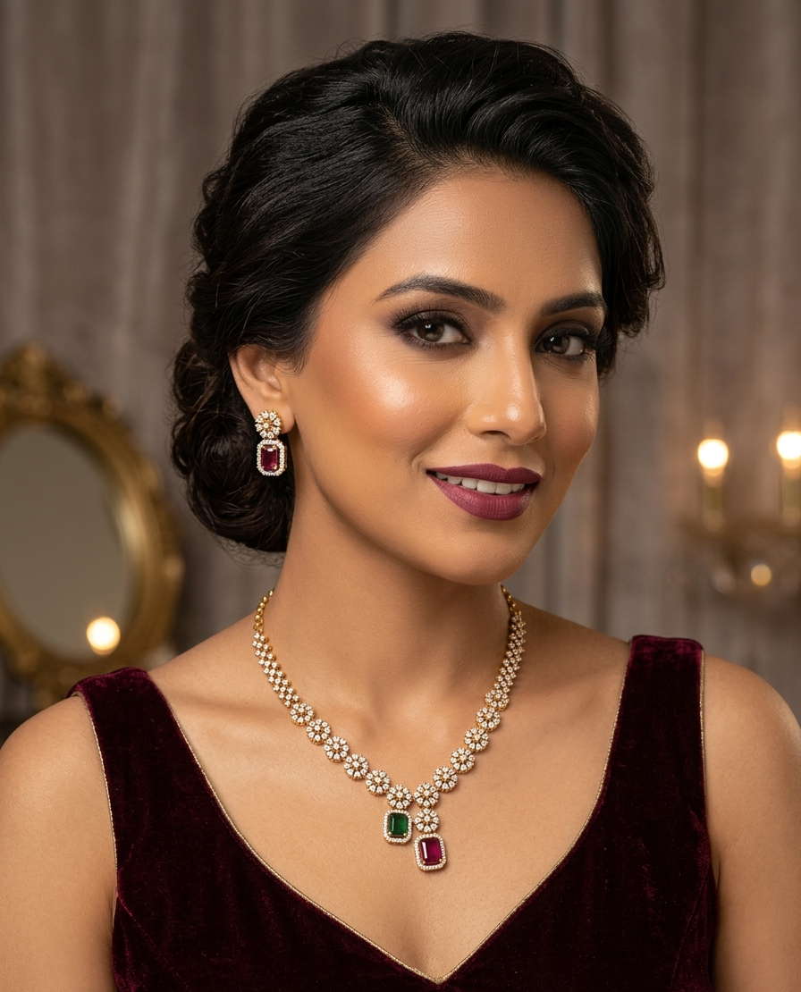 Elitare Twin Bloom Necklace Set