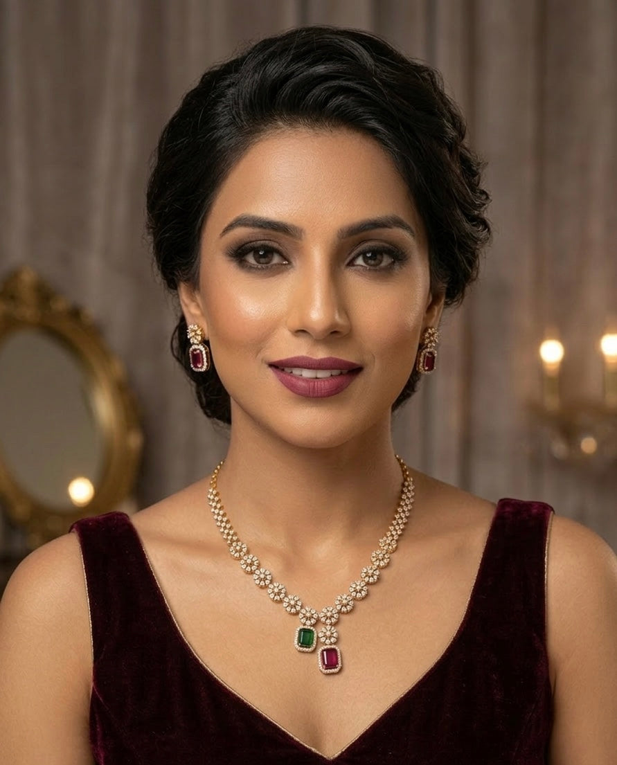 Elitare Twin Bloom Necklace Set