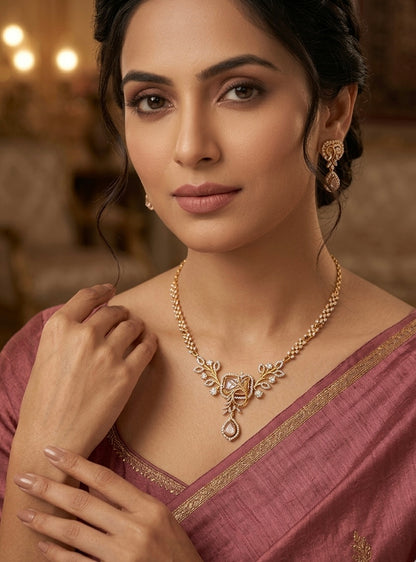 Elitare Blush Pink Leaf Grace Necklace