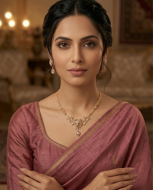 Elitare Blush Pink Leaf Grace Necklace