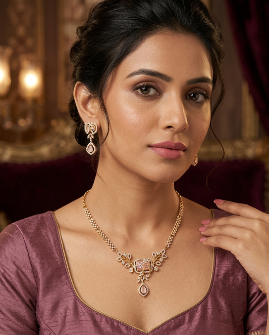 Elitare Blush Pink Leaf Grace Necklace