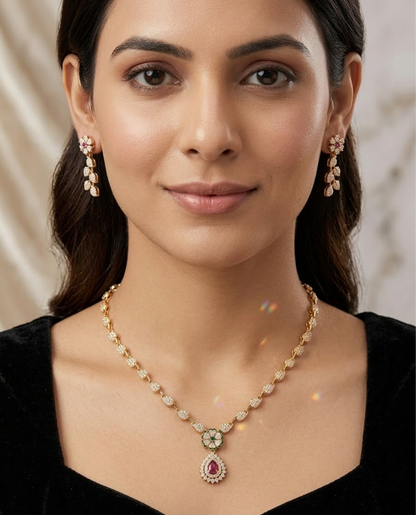 Royale Ruby Drop Necklace Set