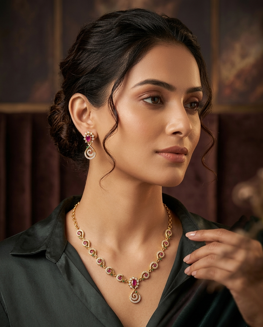 Royale Ruby Drop Necklace Set