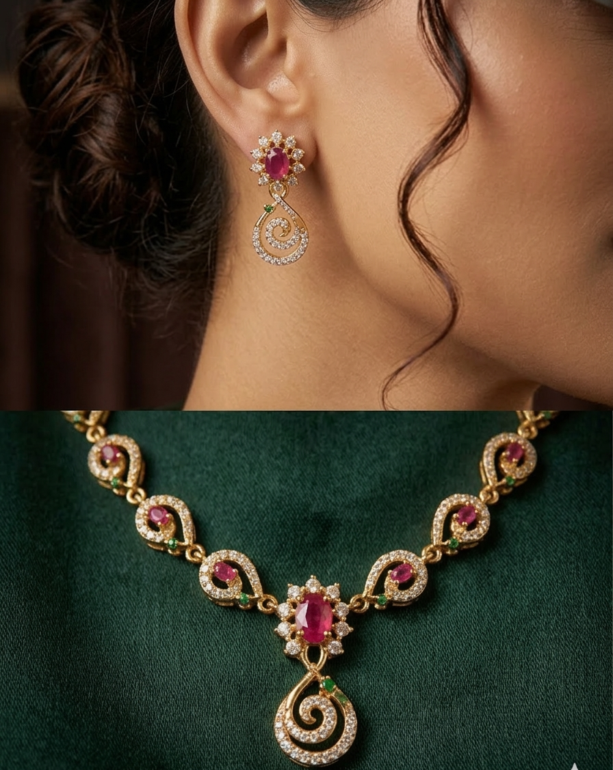 Ruby Swirl Elegance Set