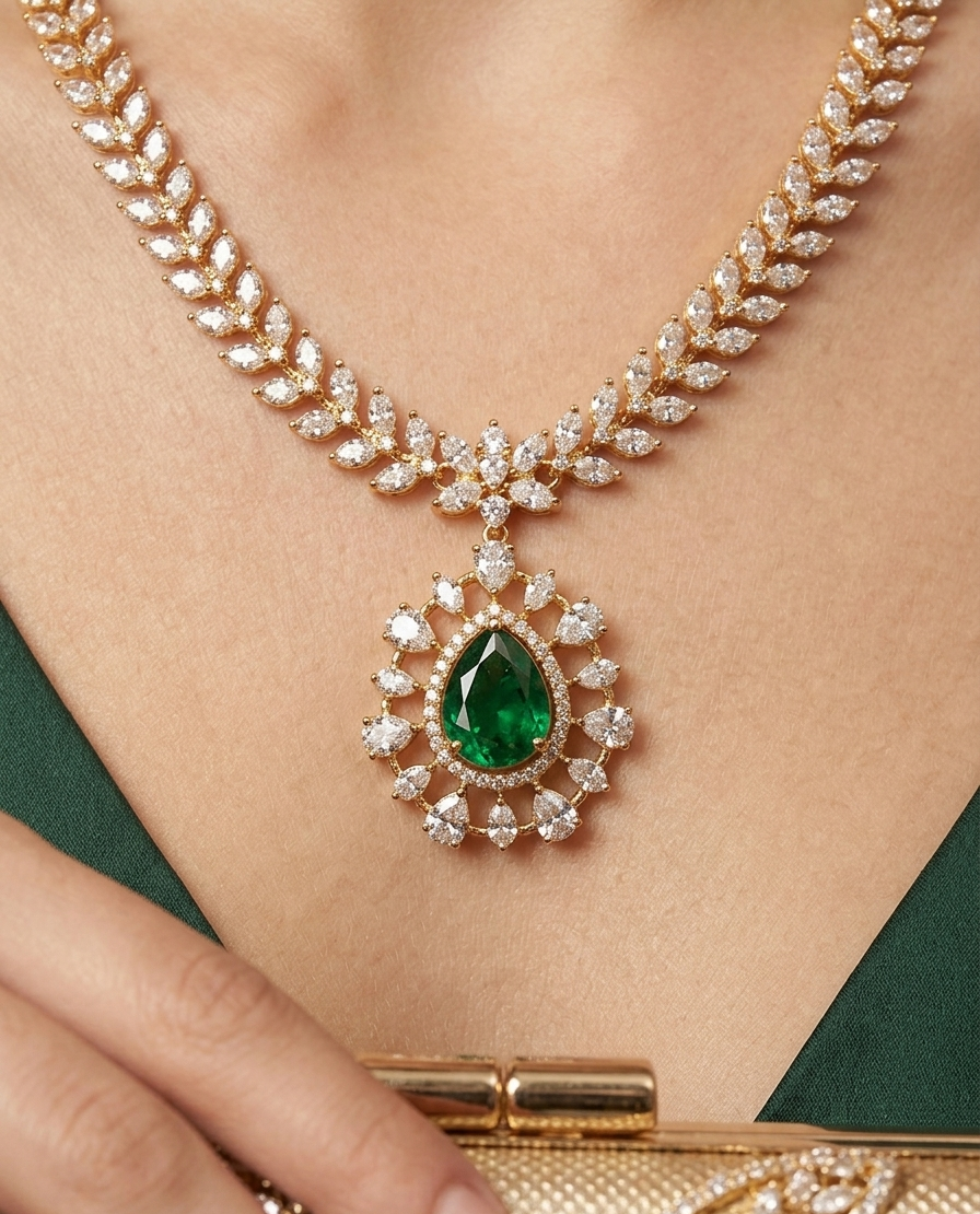 Emerald Noor Statement Necklace Set