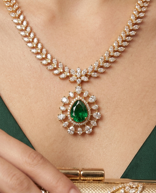 Emerald Noor Statement Necklace Set