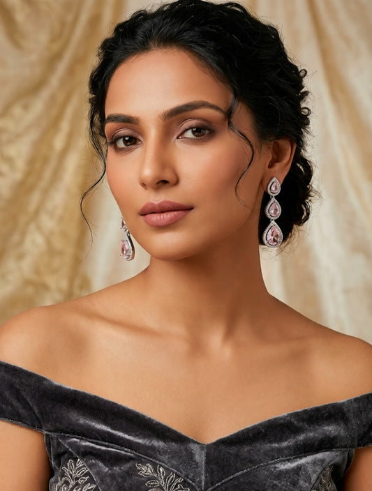 Elegant Shine Pink Trail Drop Earrings