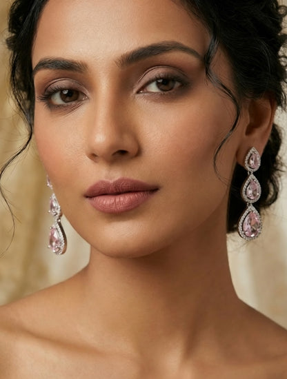 Elegant Shine Pink Trail Drop Earrings