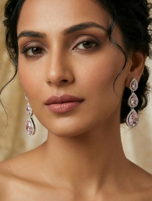 Elegant Shine Pink Trail Drop Earrings